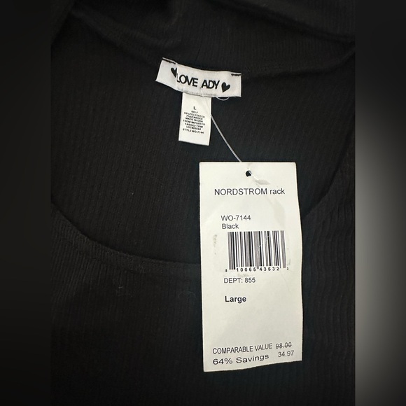 LOVE ADY‎ Ribbed Knit, Neck Cutout, Black Midi Dress Size Large NWT - Picture 7 of 9